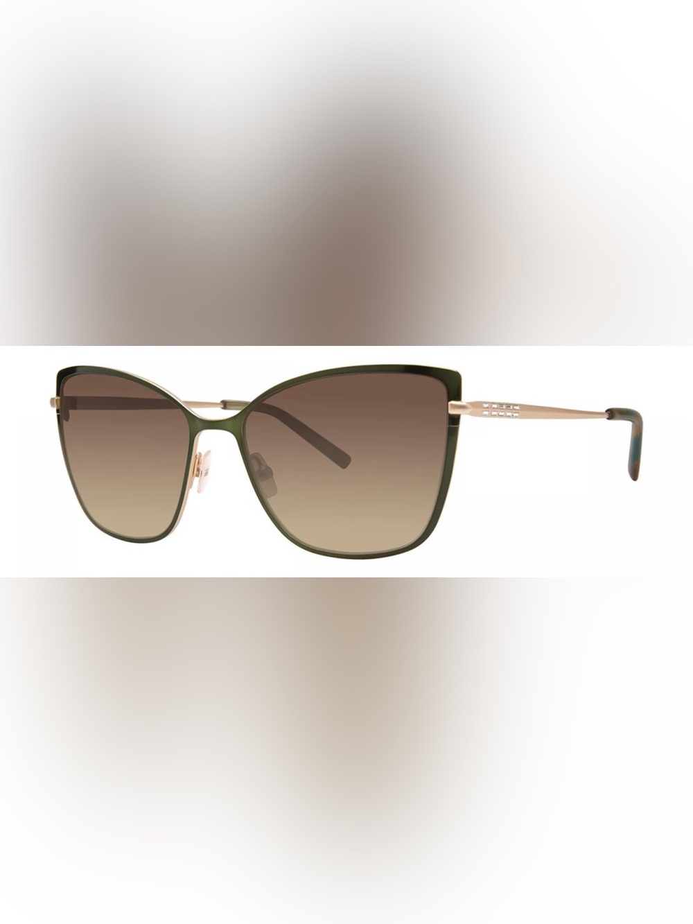 Vera Wang Olive and Gold Cat-Eye Sunglasses with Brown Gradient Lenses
